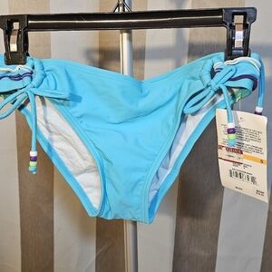 Hobie Bikini Hipster Swim Bottom Ocean Blue Ruffles Macy's NWT Size Small